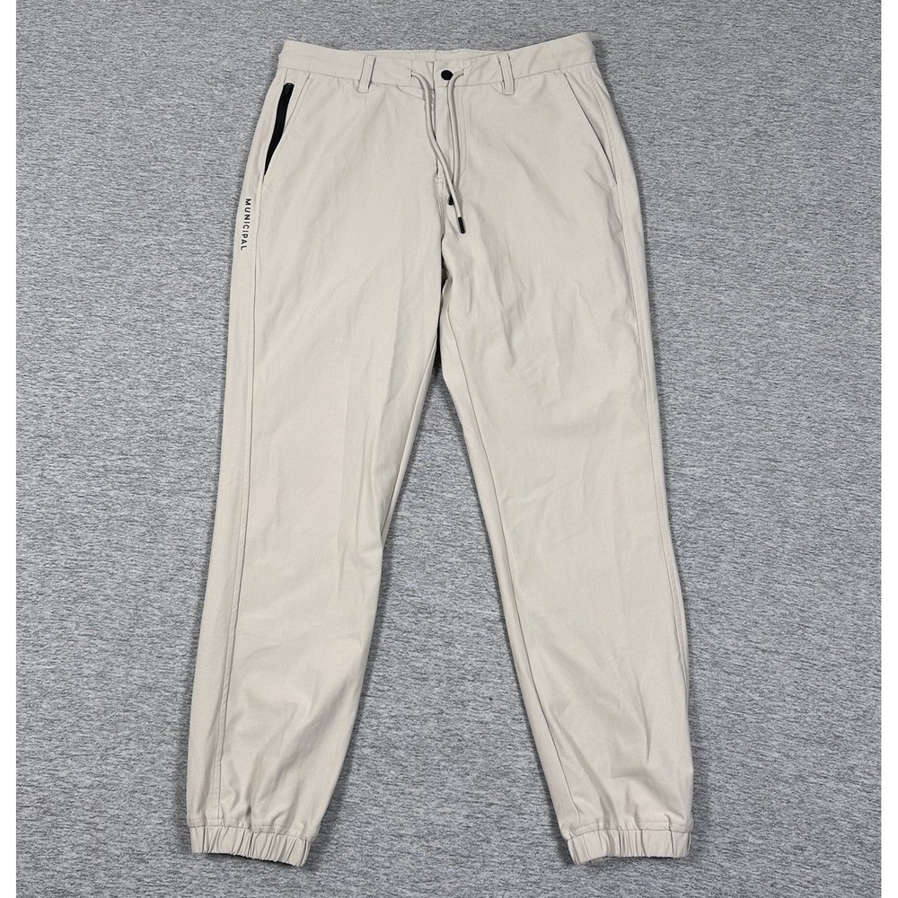 Municipal Jogger Pants Mens Medium Beige Tapered Performance Athleisure Sport
